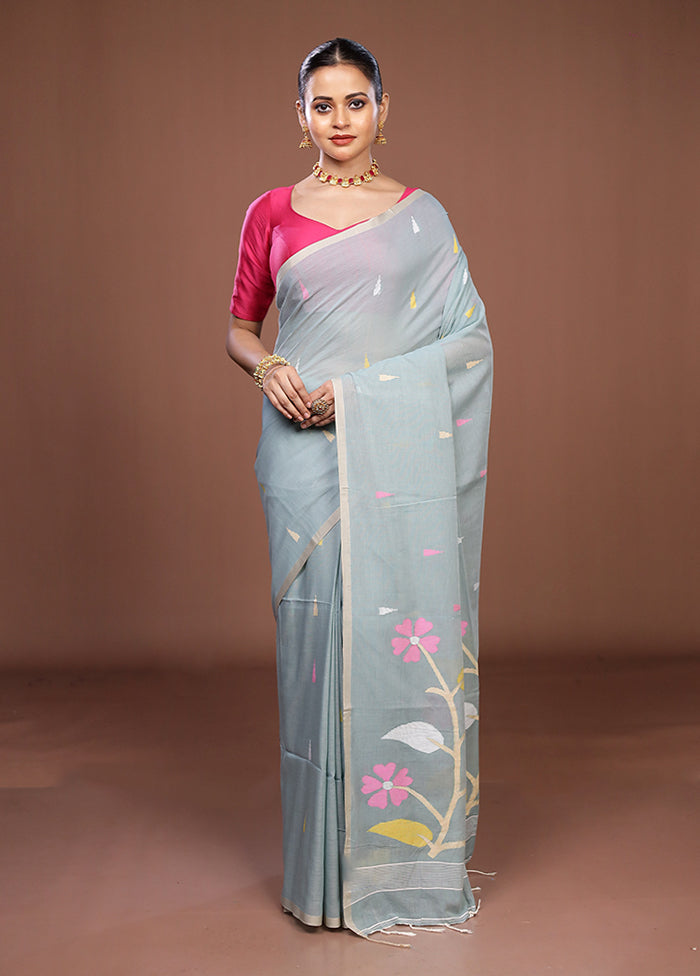Green Matka Silk Saree With Blouse Piece