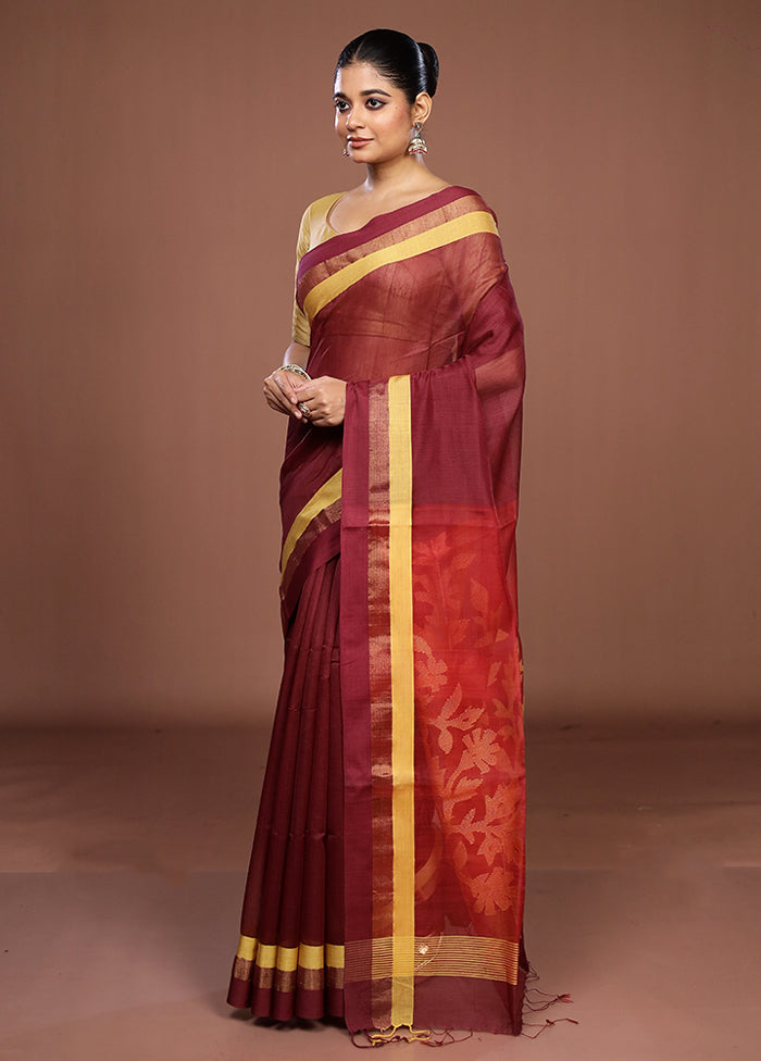 Pink Matka Silk Saree With Blouse Piece
