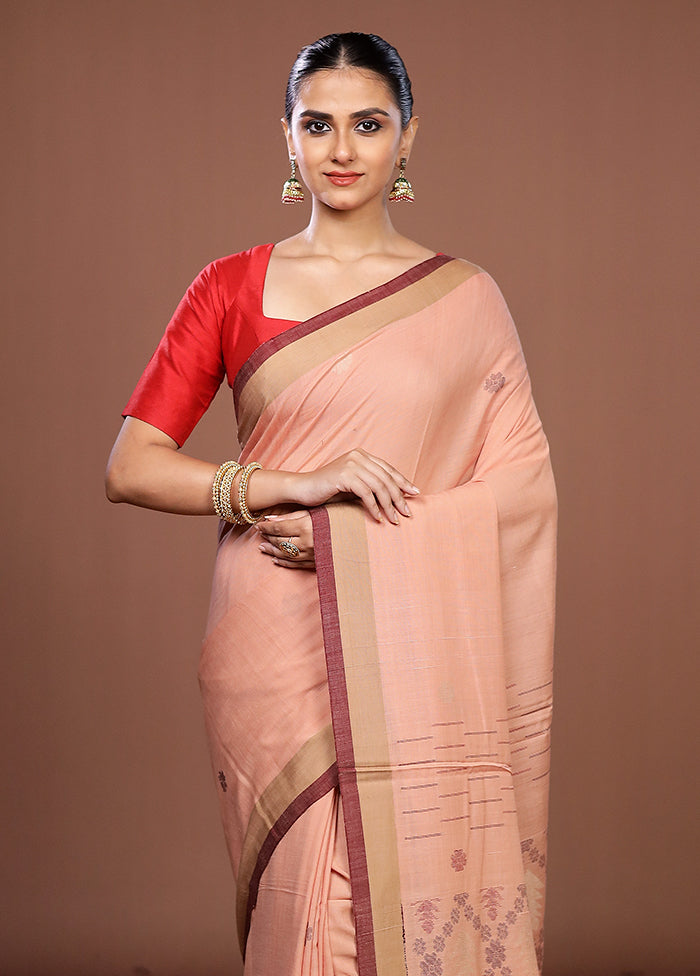 Cream Matka Silk Saree With Blouse Piece