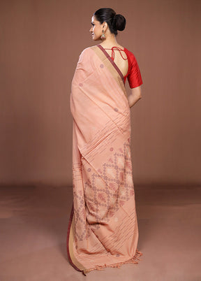 Cream Matka Silk Saree With Blouse Piece