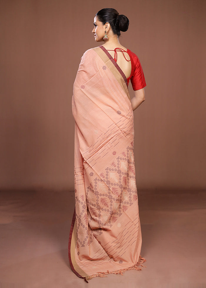 Cream Matka Silk Saree With Blouse Piece