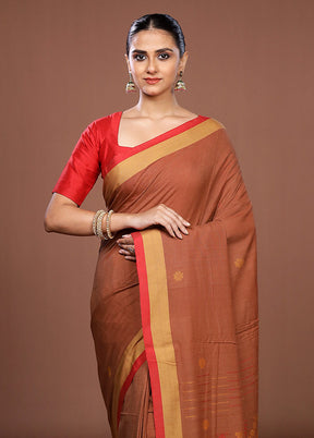 Cream Matka Silk Saree With Blouse Piece