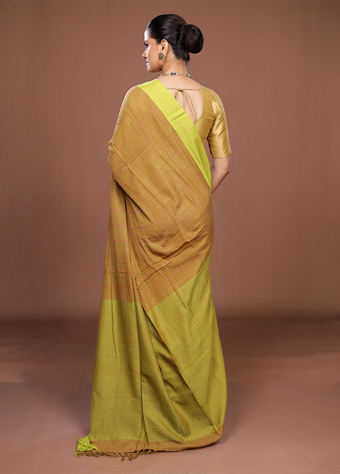 Cream Matka Silk Saree With Blouse Piece