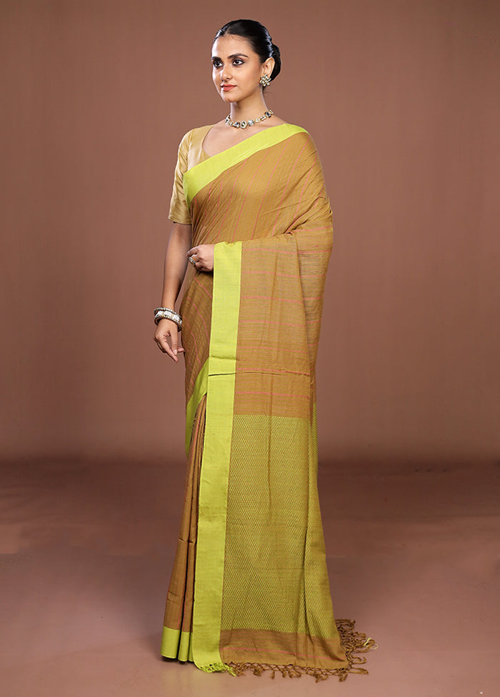 Cream Matka Silk Saree With Blouse Piece