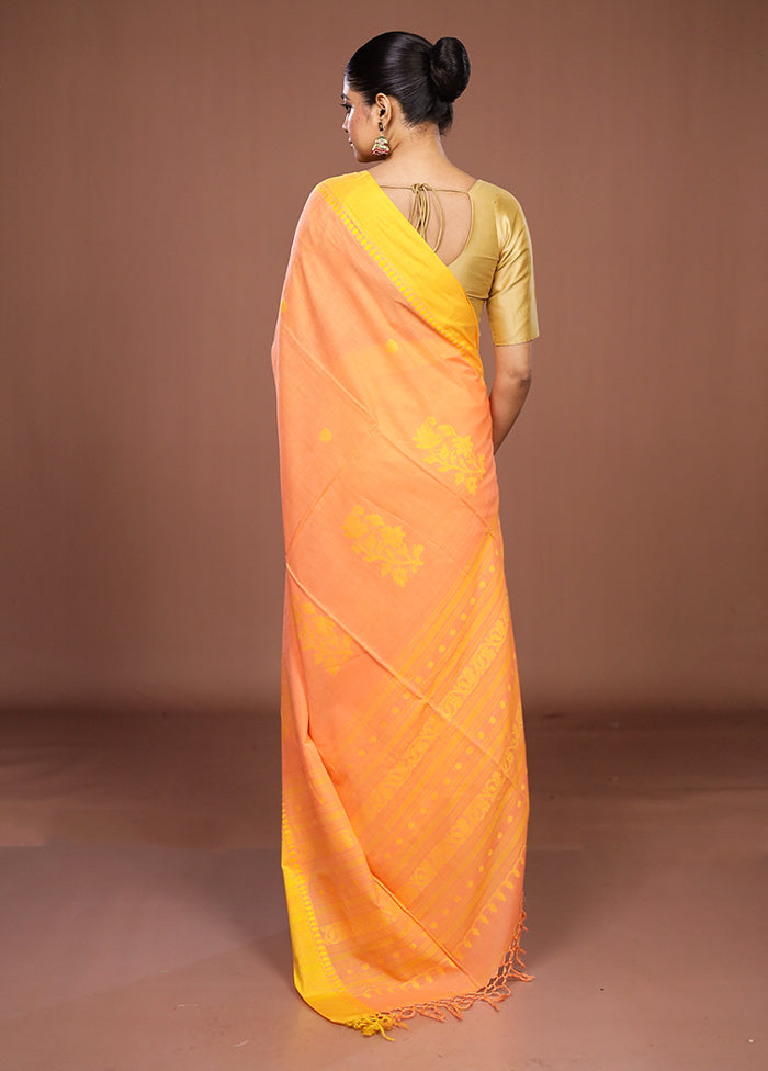 Orange Matka Silk Saree With Blouse Piece