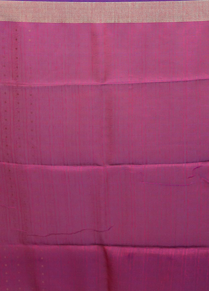 Blue Handloom Matka Pure Silk Saree With Blouse Piece