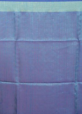 Blue Handloom Matka Pure Silk Saree With Blouse Piece
