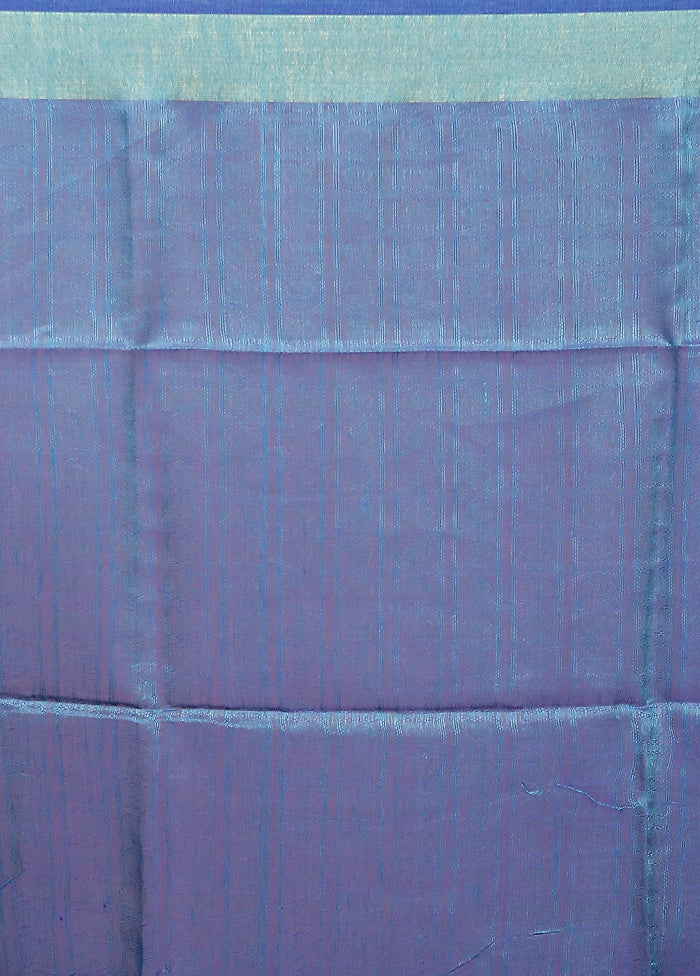Blue Handloom Matka Pure Silk Saree With Blouse Piece