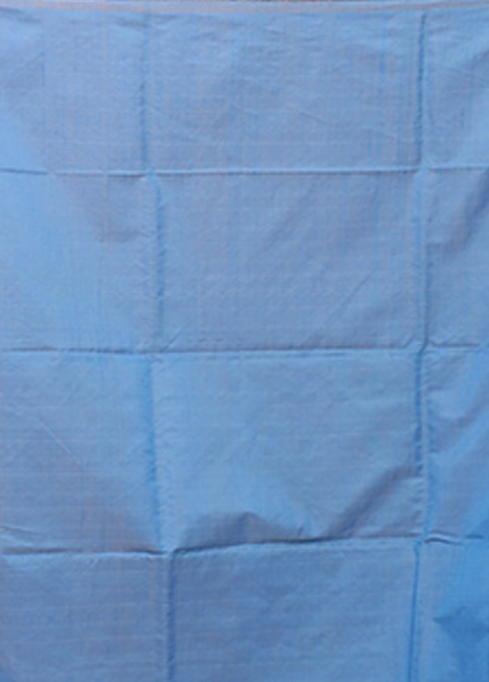 Blue Matka Silk Saree With Blouse Piece