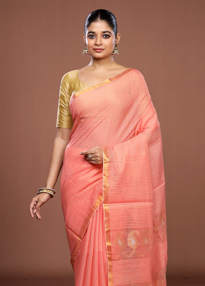 Pink Matka Silk Saree With Blouse Piece