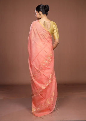 Pink Matka Silk Saree With Blouse Piece