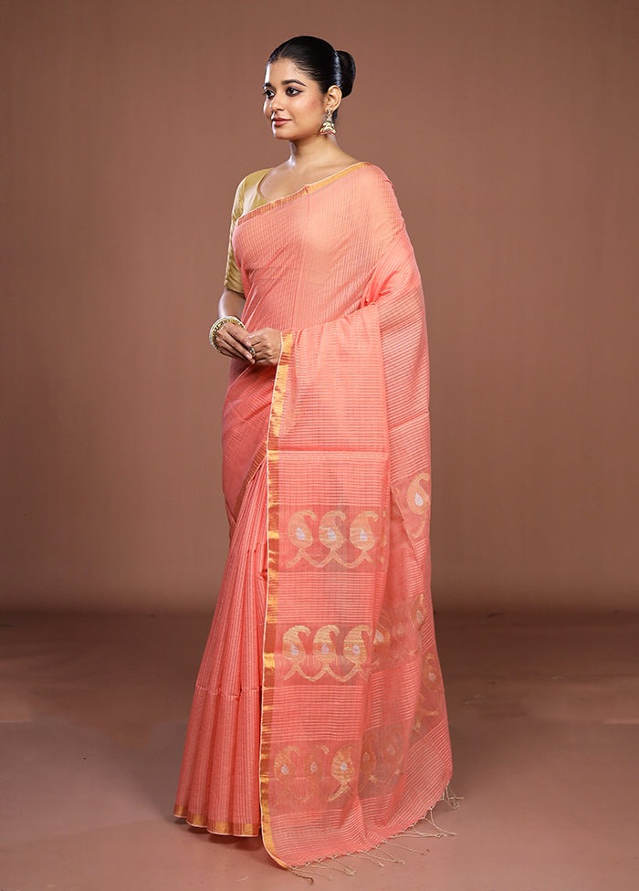 Pink Matka Silk Saree With Blouse Piece