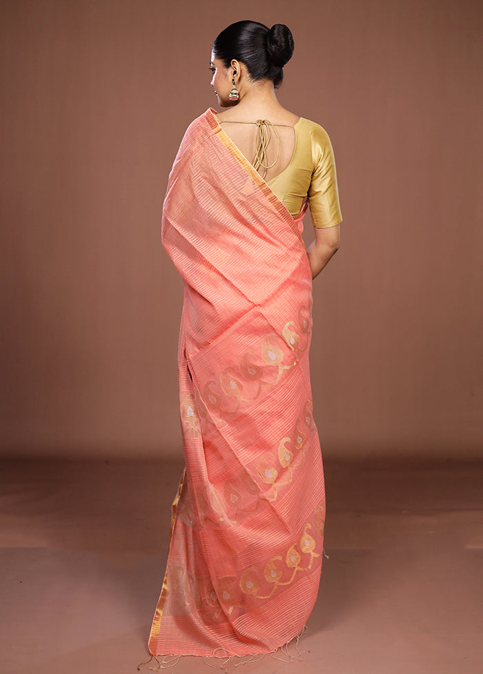 Pink Matka Silk Saree With Blouse Piece