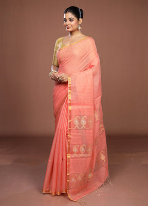 Pink Matka Silk Saree With Blouse Piece