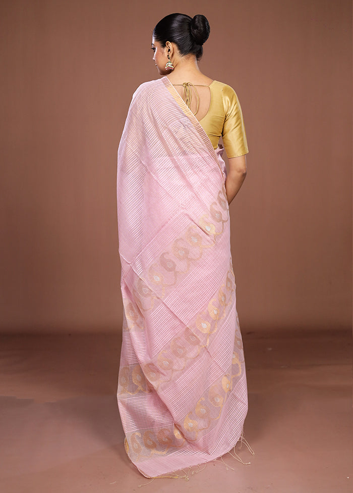 Pink Matka Silk Saree With Blouse Piece