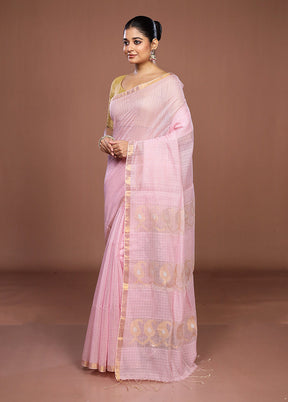 Pink Matka Silk Saree With Blouse Piece