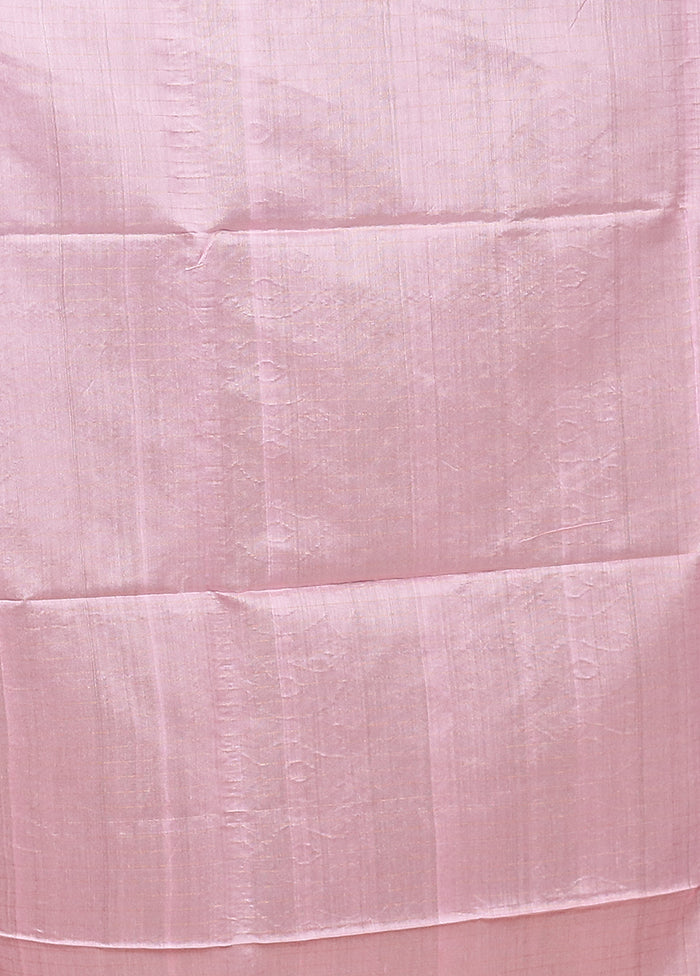 Pink Matka Silk Saree With Blouse Piece