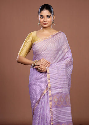 Purple Matka Silk Saree With Blouse Piece