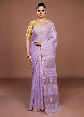 Purple Matka Silk Saree With Blouse Piece