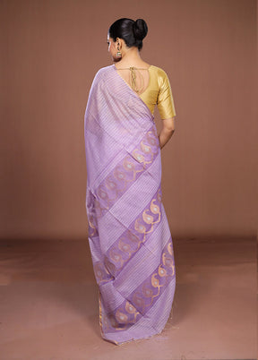 Purple Matka Silk Saree With Blouse Piece