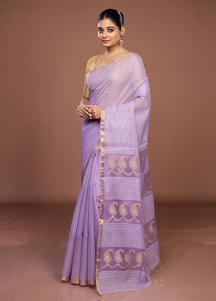 Purple Matka Silk Saree With Blouse Piece