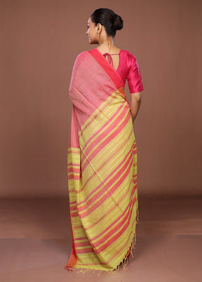 Pink Matka Silk Saree With Blouse Piece