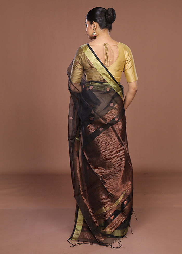 Black Matka Silk Saree With Blouse Piece