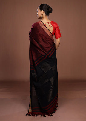Maroon Matka Silk Saree With Blouse Piece