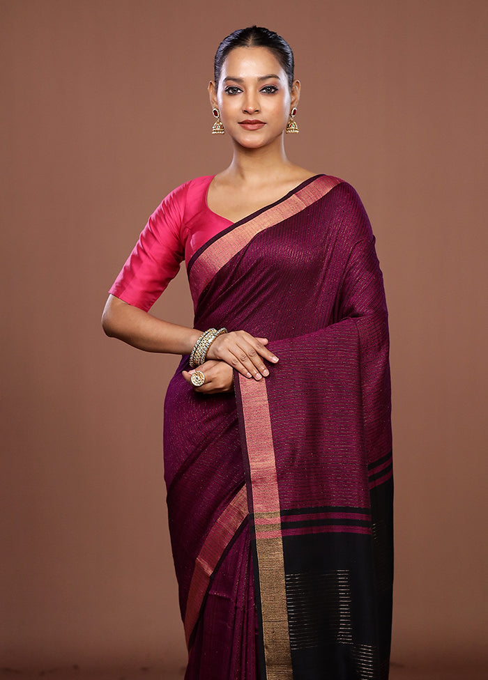 Purple Matka Silk Saree With Blouse Piece