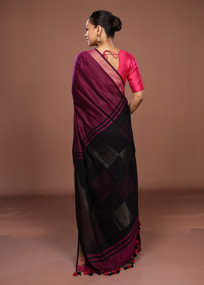 Purple Matka Silk Saree With Blouse Piece