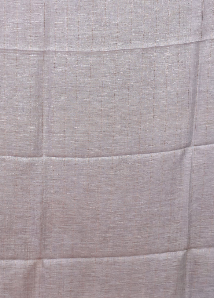 Grey Linen Silk Saree With Blouse Piece