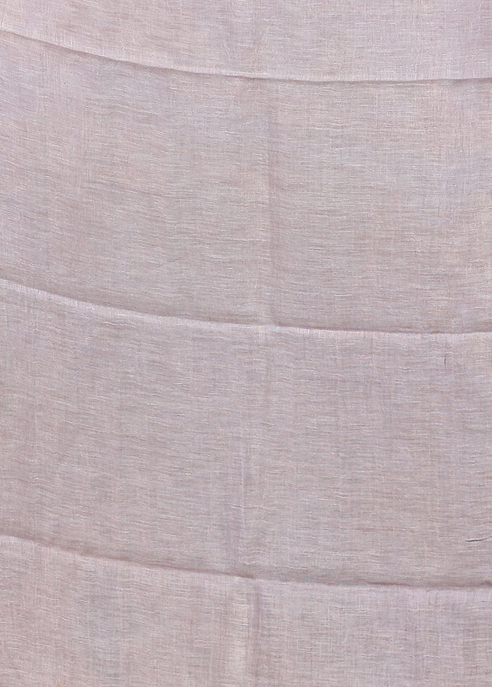 Grey Linen Silk Saree With Blouse Piece