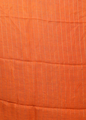 Rust Linen Silk Saree With Blouse Piece