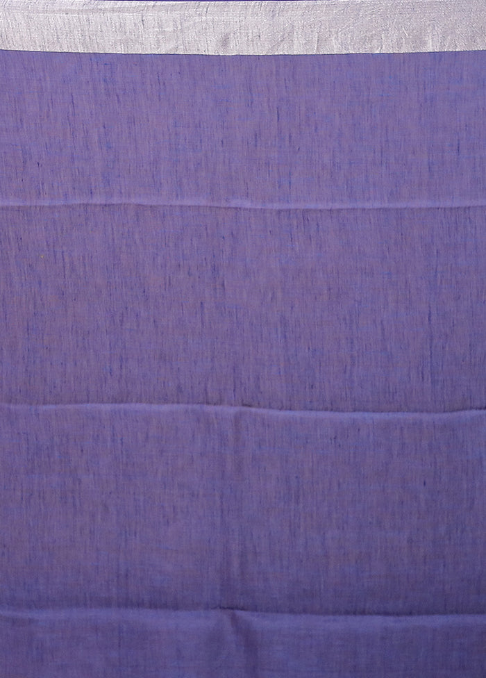Blue Linen Silk Saree With Blouse Piece