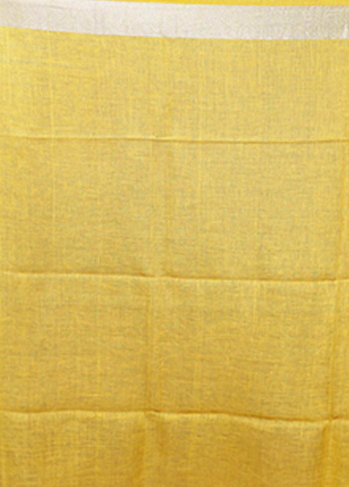 Yellow Linen Silk Saree With Blouse Piece