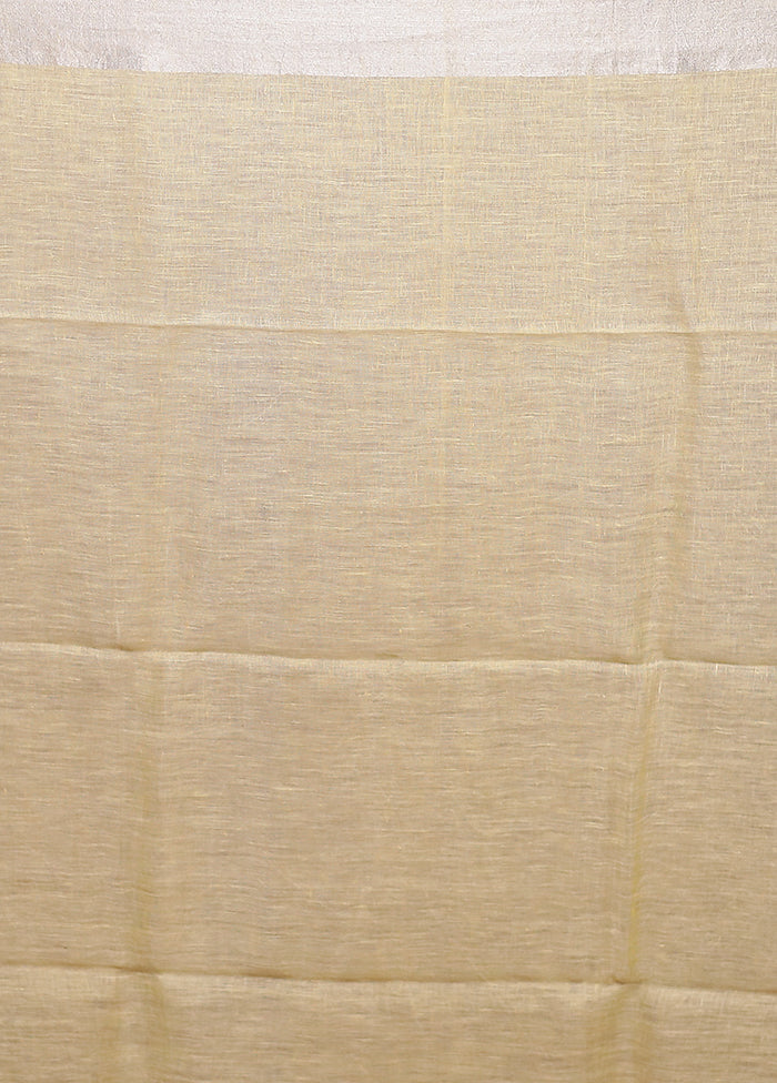 Yellow Linen Silk Saree With Blouse Piece