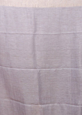 Grey Linen Silk Saree With Blouse Piece