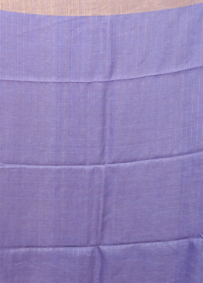 Blue Linen Silk Saree With Blouse Piece