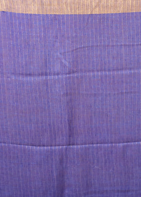 Blue Linen Silk Saree With Blouse Piece