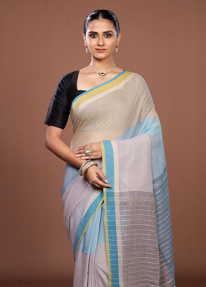 Grey Matka Silk Saree With Blouse Piece