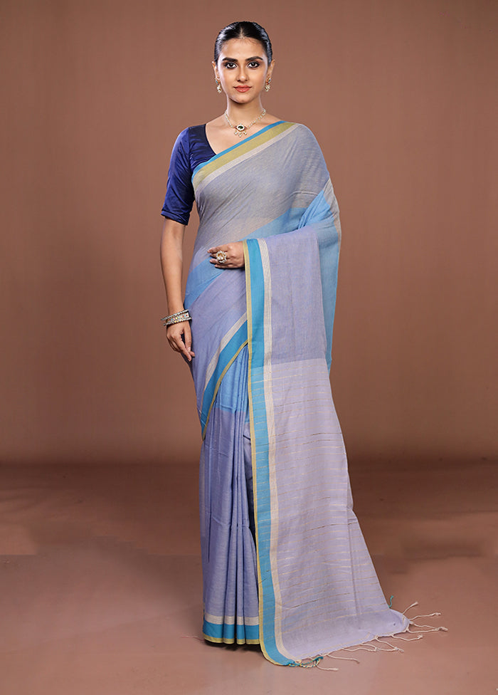 Grey Matka Silk Saree With Blouse Piece