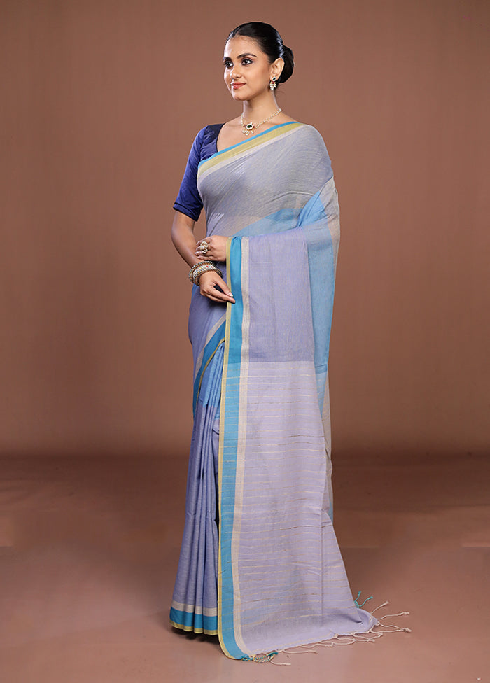 Grey Matka Silk Saree With Blouse Piece