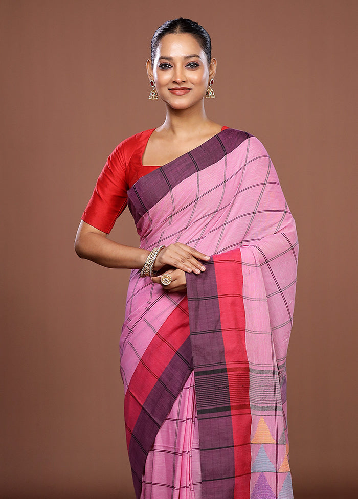 Pink Matka Silk Saree With Blouse Piece