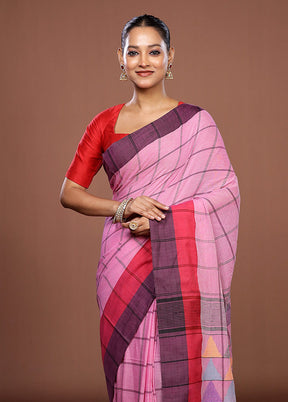 Pink Matka Silk Saree With Blouse Piece