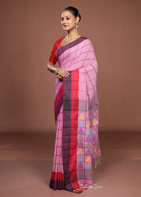 Pink Matka Silk Saree With Blouse Piece