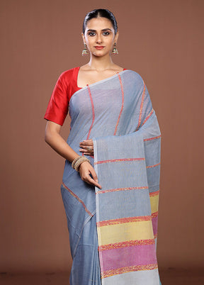 Blue Matka Silk Saree With Blouse Piece