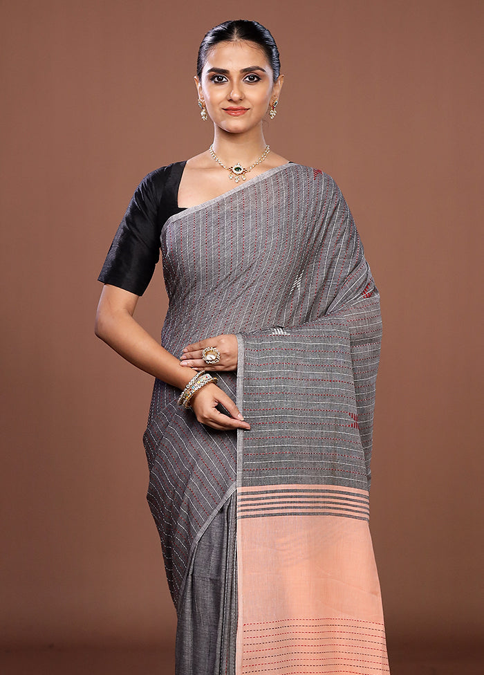 Black Matka Silk Saree With Blouse Piece