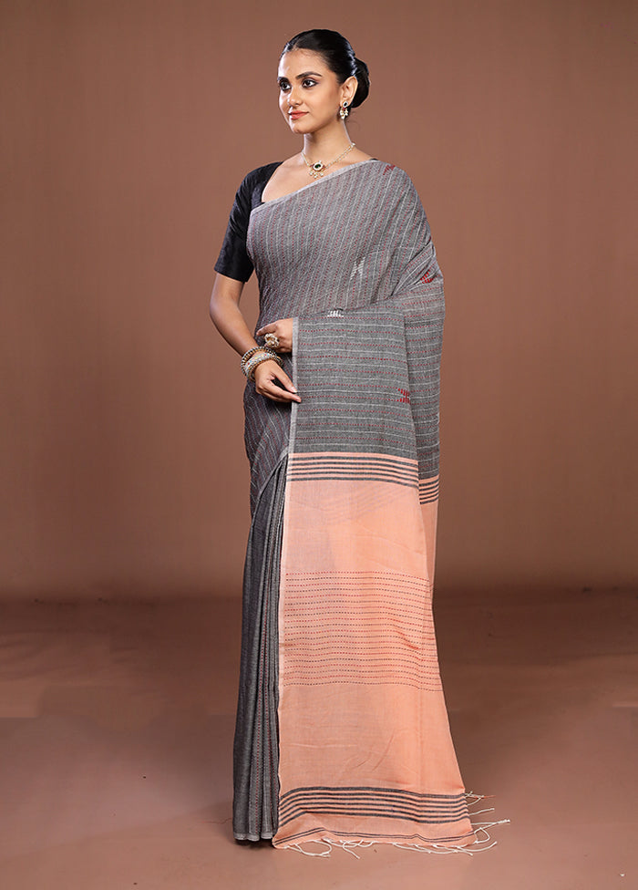 Black Matka Silk Saree With Blouse Piece