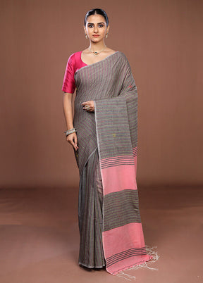 Black Matka Silk Saree With Blouse Piece