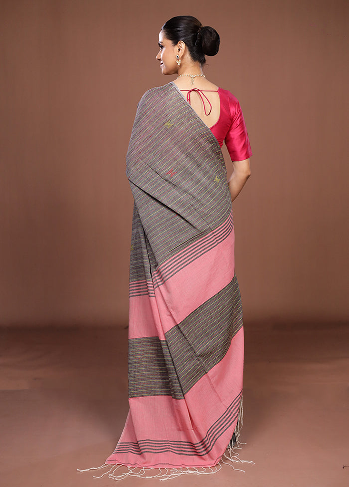 Black Matka Silk Saree With Blouse Piece